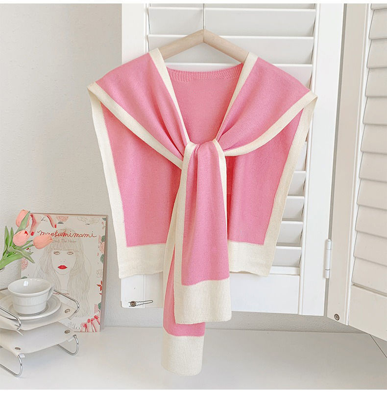 Color-Block Knit Shawl Wrap for Women – Lightweight Neck Cover