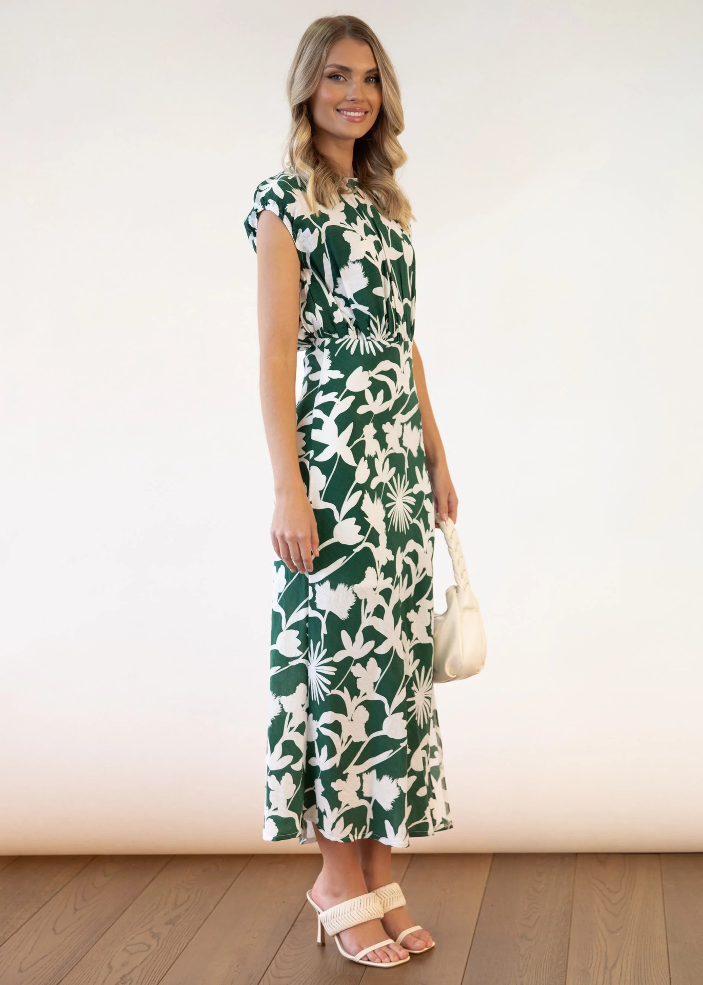 Floral Print Round Neck Long Slim Fit Dress