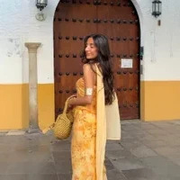 Yellow Floral Slip Dress Women's Summer Beach Midi A-Line
