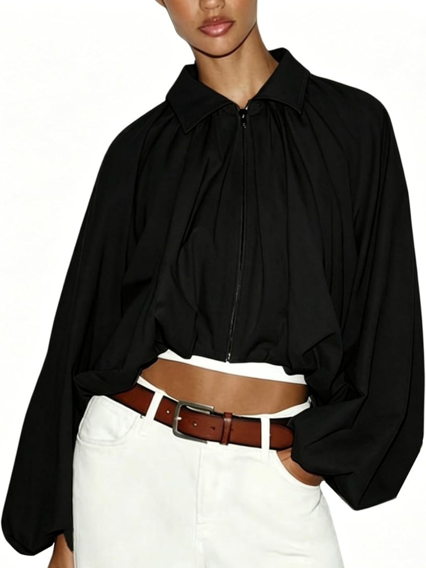 Solid Color Casual Sweet Bomber Jacket for Women