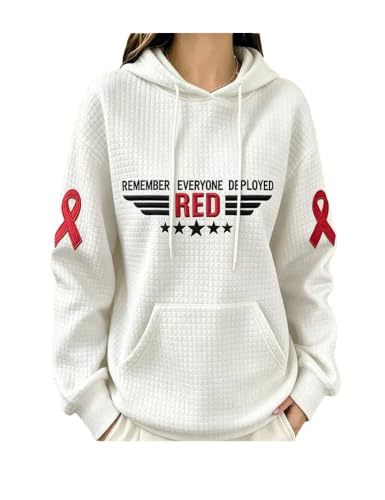 Women's Ribbon American Flag Print Casual Hoodie