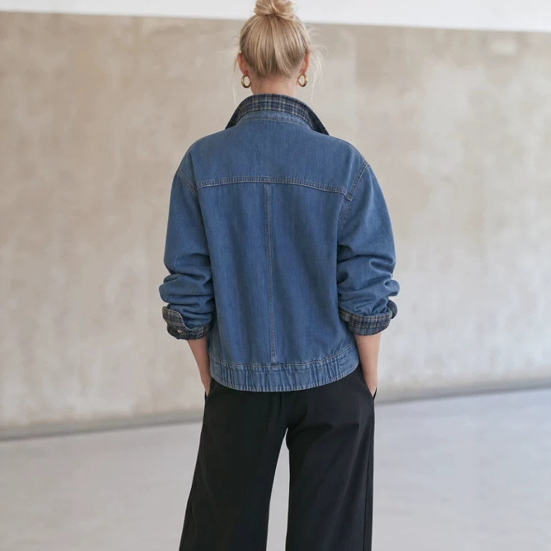 Women's Vintage Washed Denim Bomber Jacket