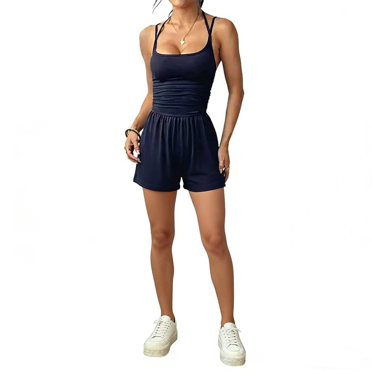 Women's Solid Sleeveless High-Waist Cami Bodysuit