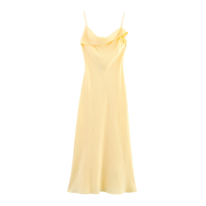 Women's Ramie Blend Sleeveless Midi Dress High Waist Asymmetric