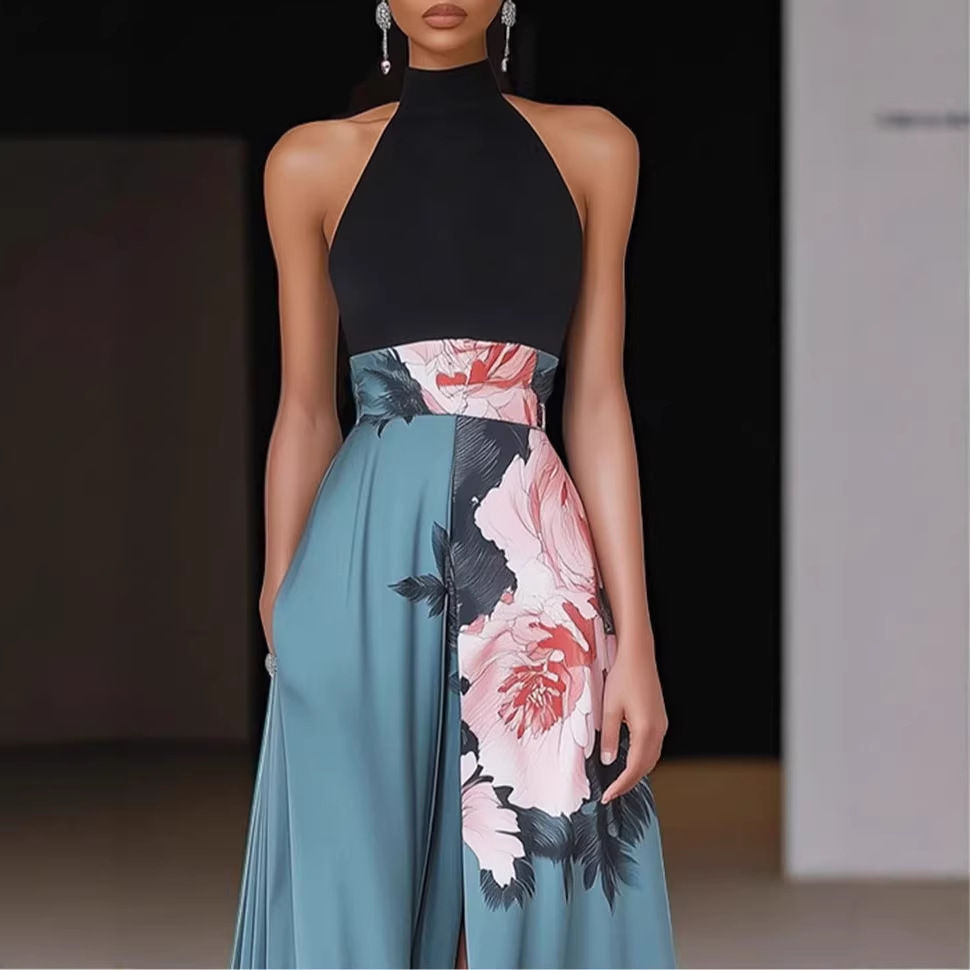 Sleeveless Digital Print Maxi Dress
