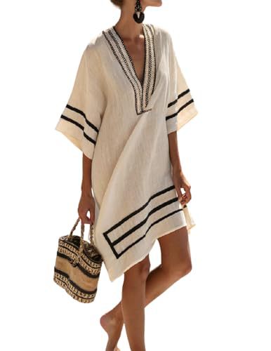 Women's Striped Floral Print Midi Dress Deep V-Neck Sleeveless Slim Fit