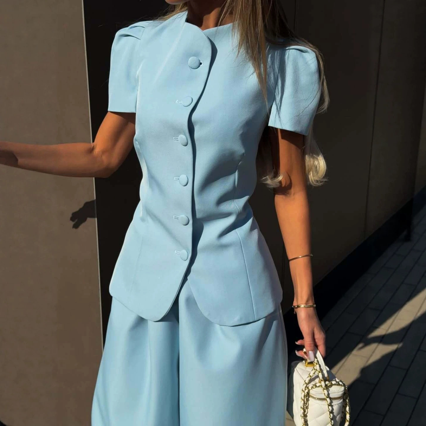 Women's Elegant Jacket and High-Waist Pants Set