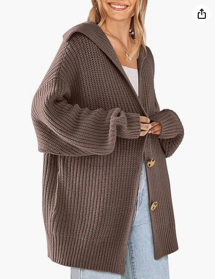 Women's Solid Color Lapel Collar Button-Down Midi Knit Cardigan with Pockets