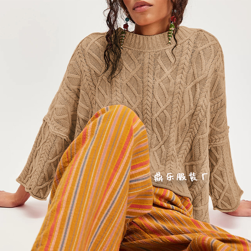 Women's Cropped Crewneck Knit Sweater