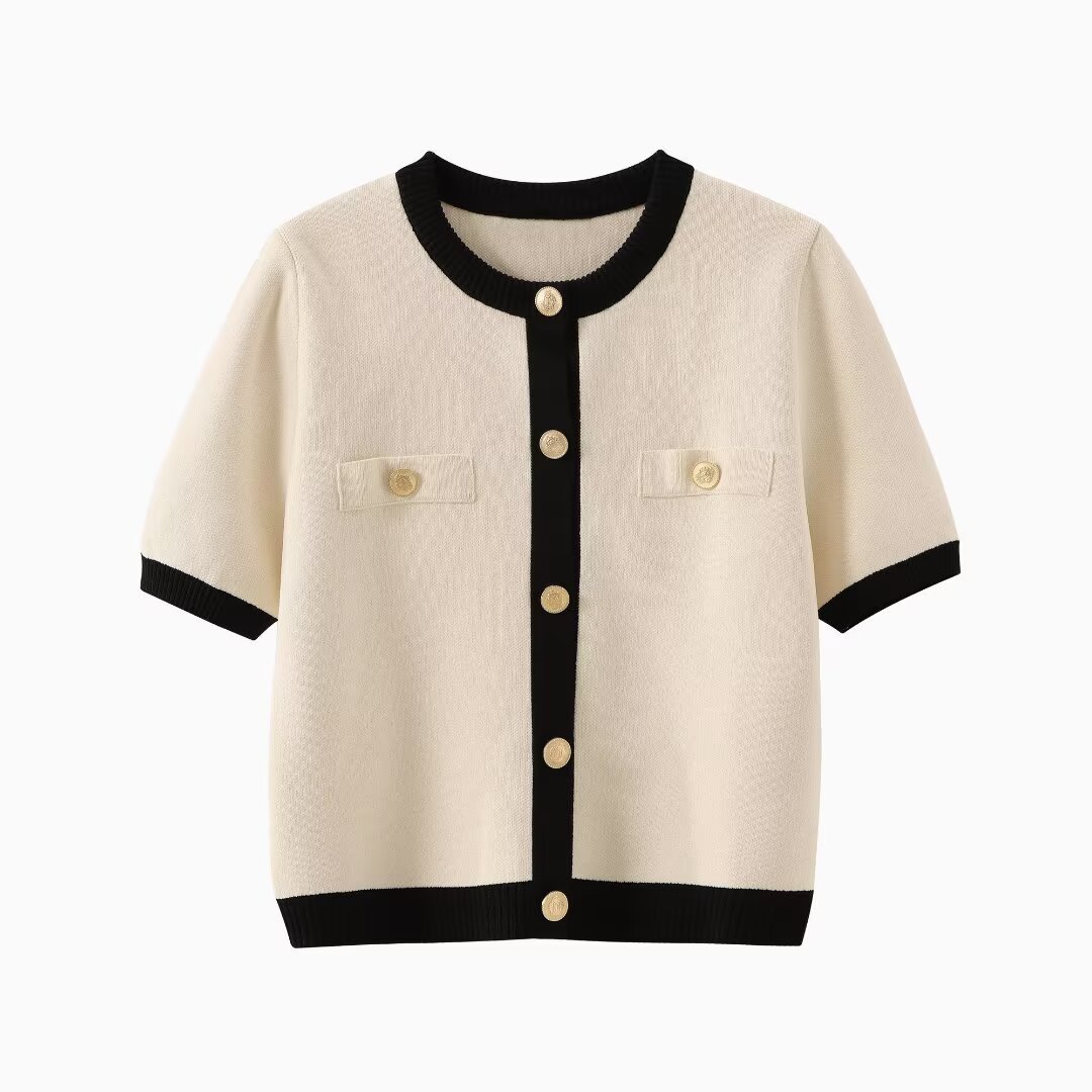 Short-Sleeve Knit Cardigan