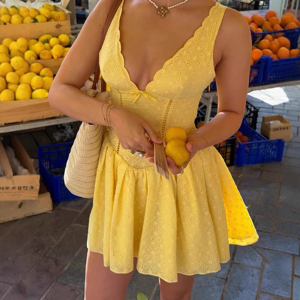 Sweet Fresh V-Neck Sleeveless A-Line Midi Dress
