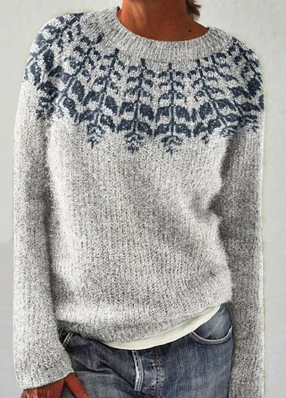 Women's Color-Block Crewneck Pullover Knit Sweater