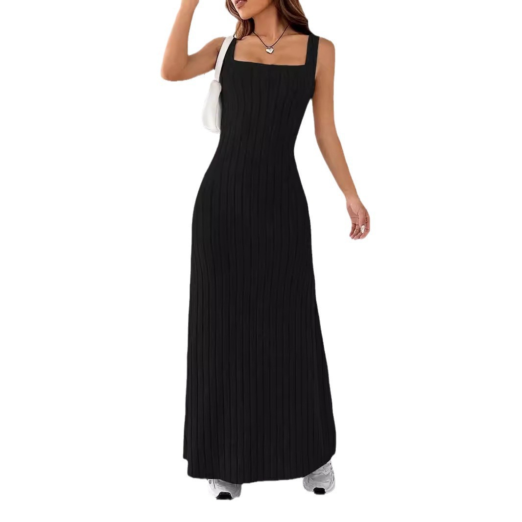 Women's Solid Ribbed Brushed Sleeveless Maxi Dress