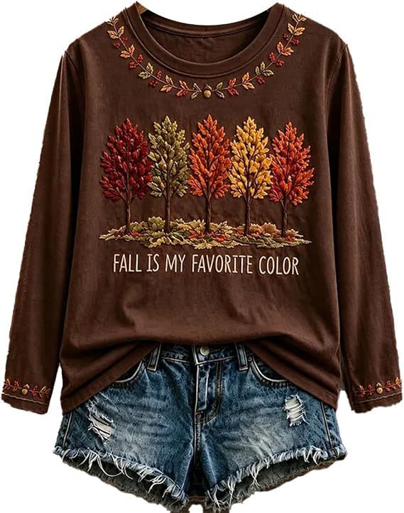 Women's Tree Maple Leaf Letter Print Casual Sweatshirt