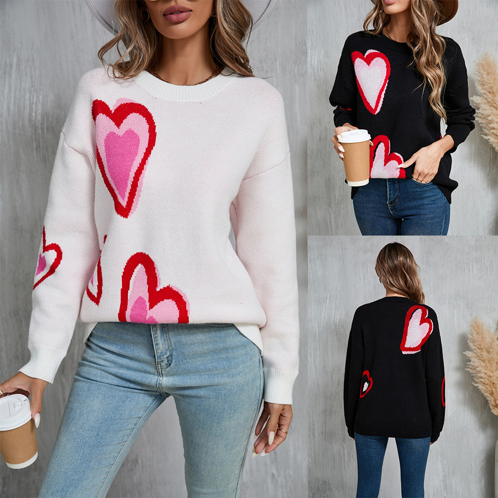 Heart Graphic Crewneck Pullover Sweater
