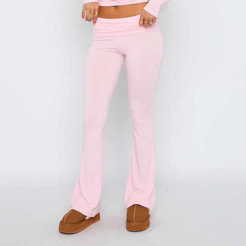Women's Low-Rise Flare Pants Set Casual Slimming Solid Color
