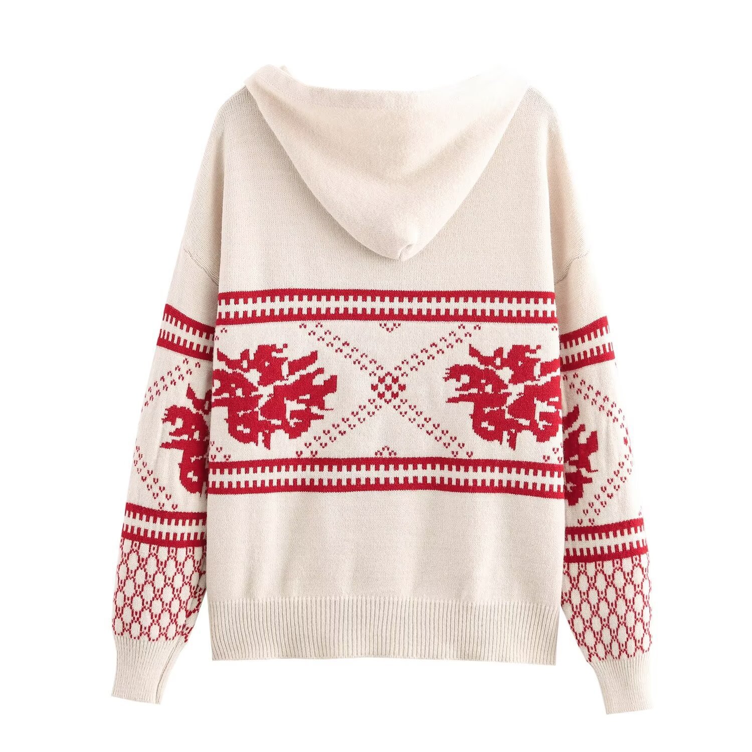 Women's Streetwear Jacquard Knit Hoodie Pullover
