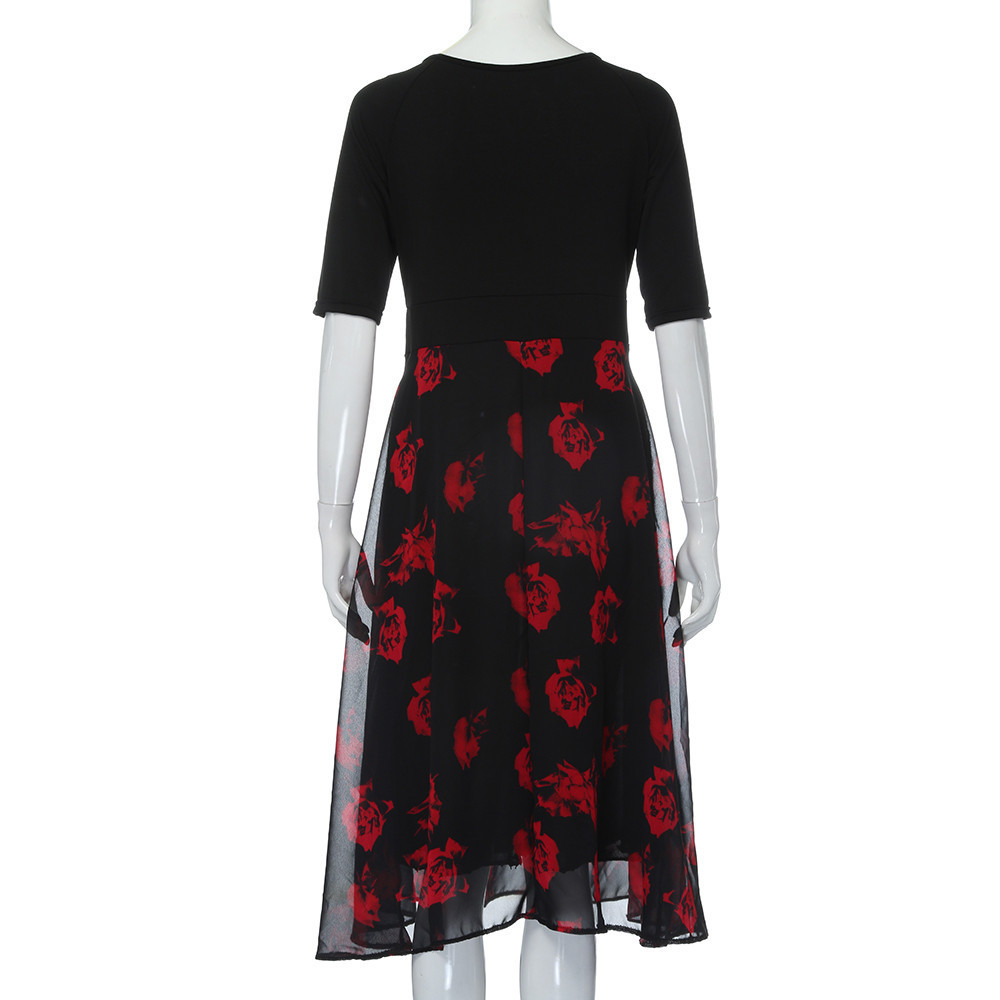 Women's Plus Size V-Neck Digital Print Short Sleeve Dress