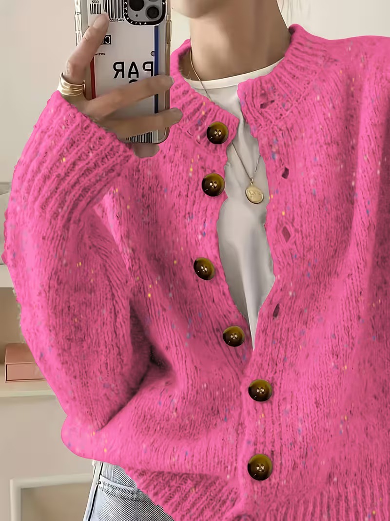 Women's Single-Breasted Knit Cardigan Short Sweater Jacket