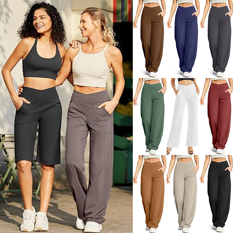 Women's High Waist Straight Leg Stretch Flare Pants