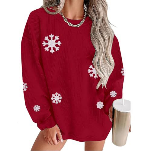 Women's Christmas Snowman Reindeer Print Crewneck Sweatshirt