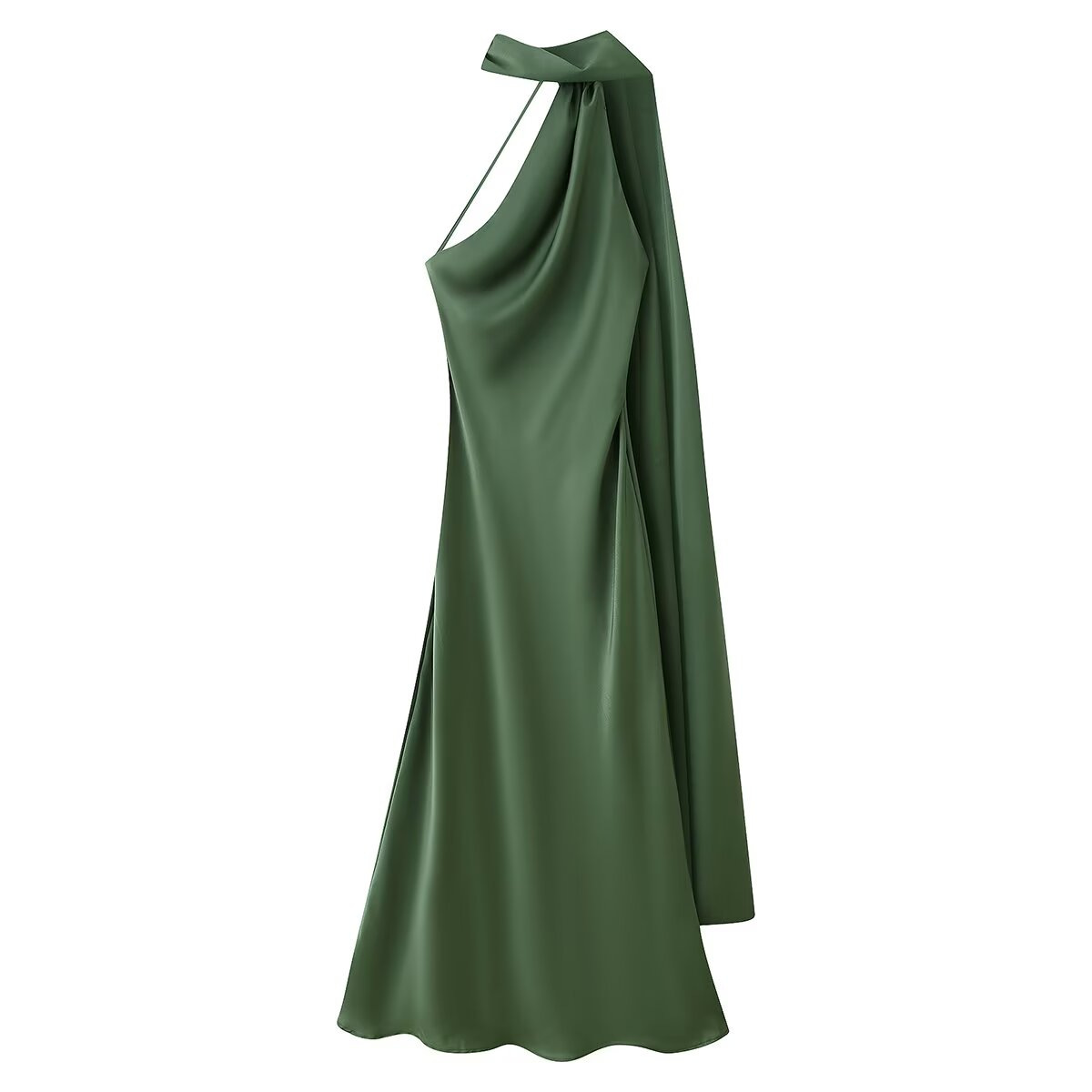 Women's Elegant Open-Back Halter Maxi Dress with Tie Detail