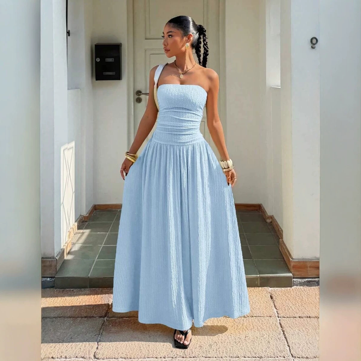Sleeveless Strapless Bodycon Maxi Dress