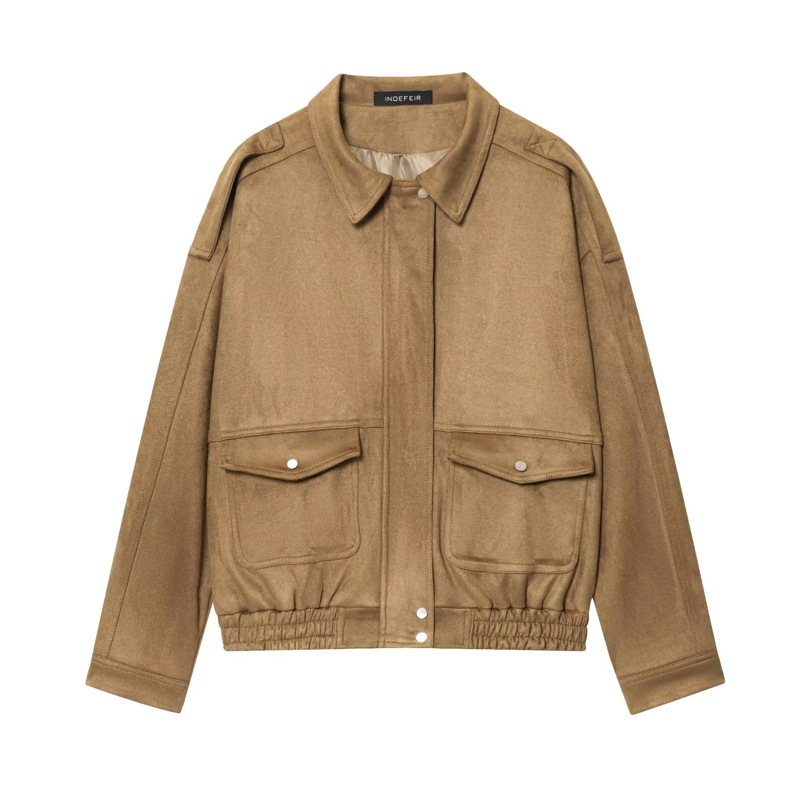 Women's Suede-Feel Loose Bomber Jacket
