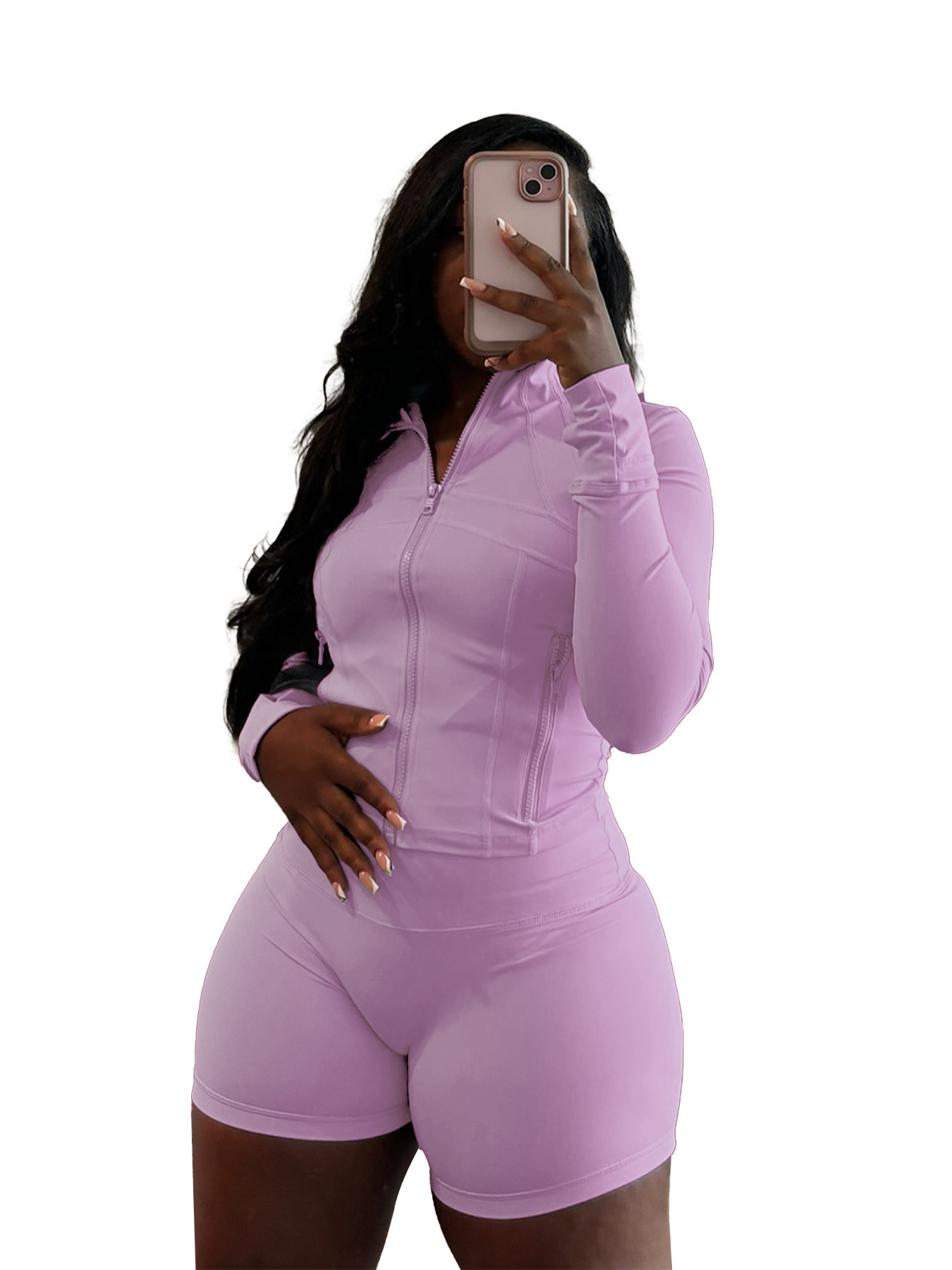 Women's Sexy Bodycon Long Sleeve & Shorts Two-Piece Set