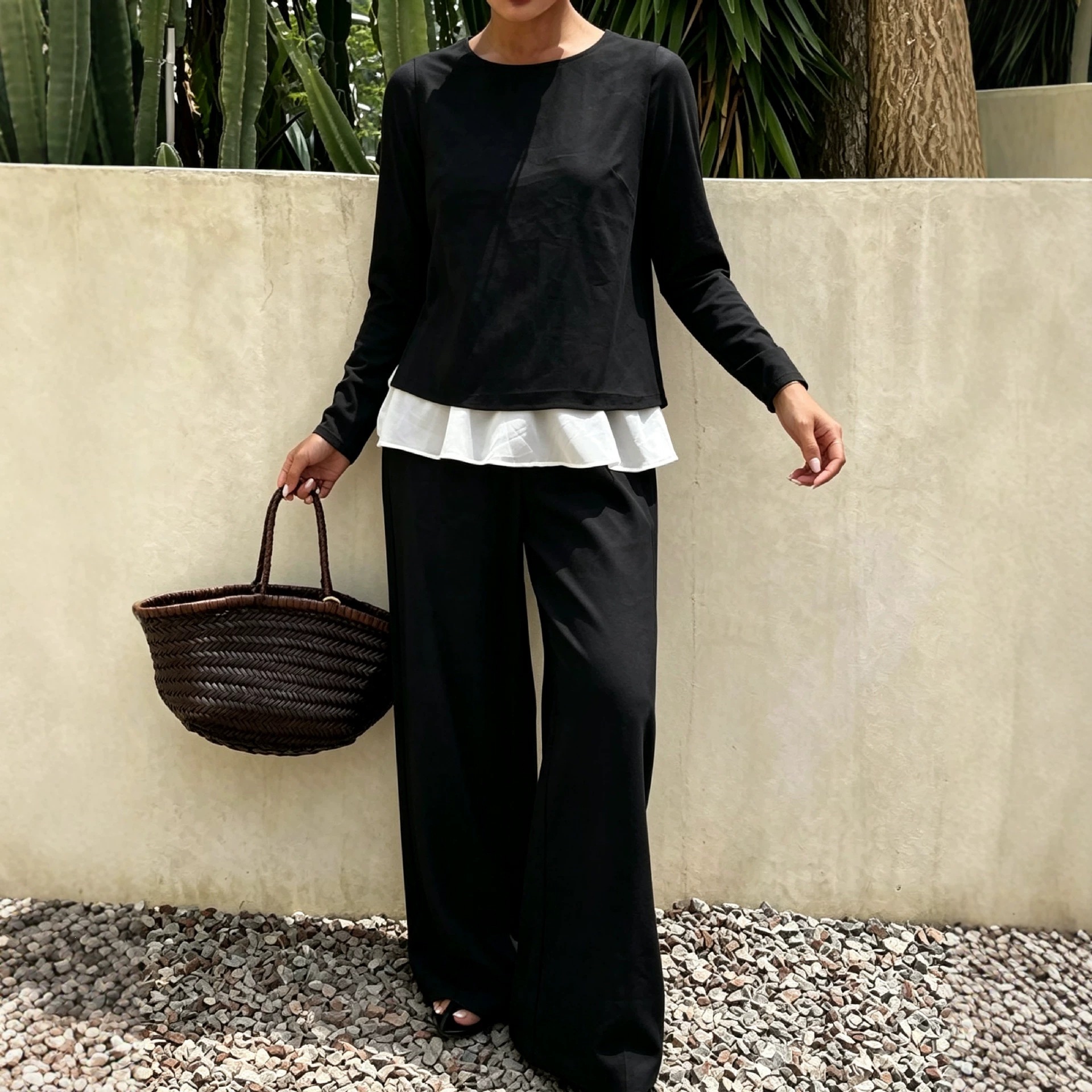 Women's Faux Two-Piece Faux Suede Casual Set