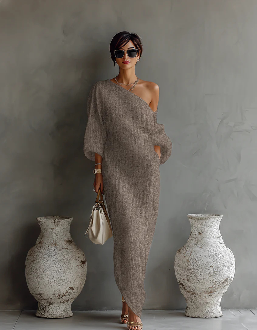 Women's Long Sleeve Off-Shoulder Midi Dress