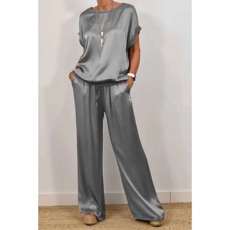 Women's Casual Loose T-Shirt & Wide-Leg Pants Set