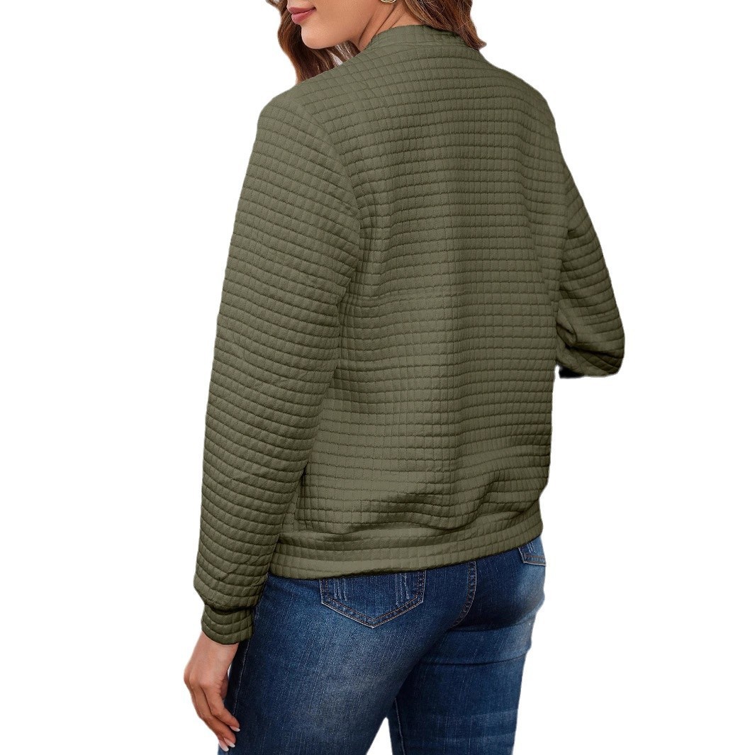 Women's Solid Color Plaid Jacket