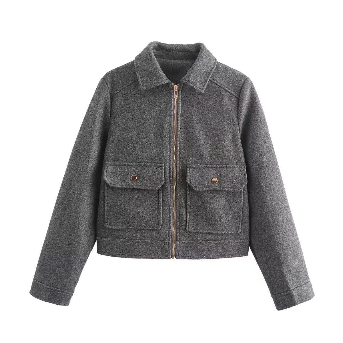 Women's Tweed Zip Jacket with Pockets