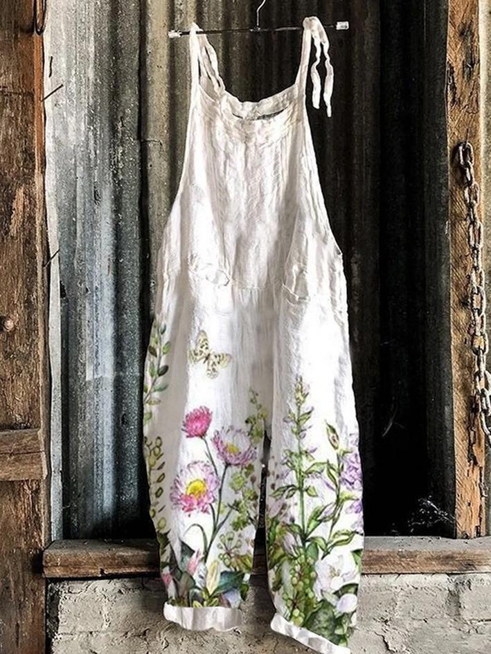 Sweet Floral Print Wide-Leg Jumpsuit
