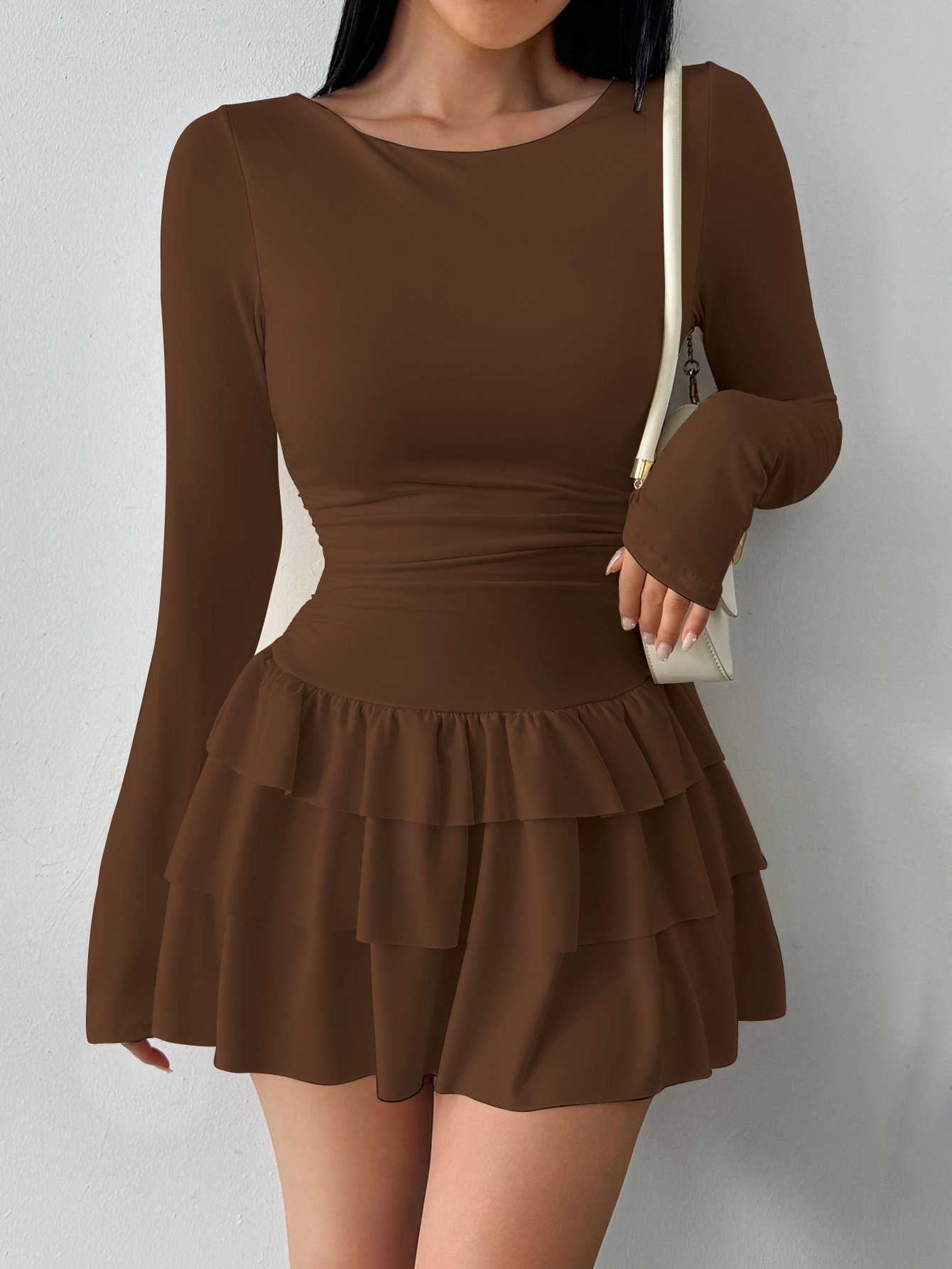 Women's Solid Color Slim Fit Long Sleeve Dress