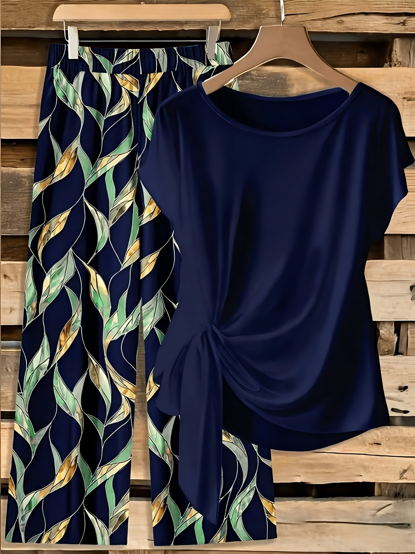 Floral Print Short Sleeve Top and Pants Set
