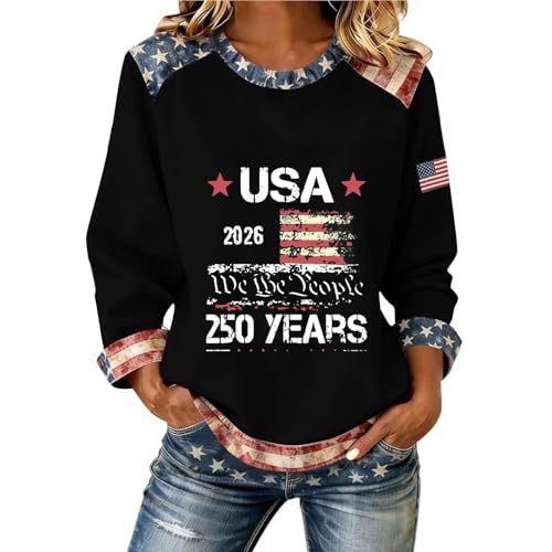 Women's USA Flag Star Print Sweatshirt