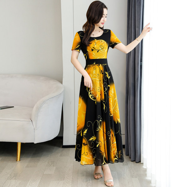 Plus Size Women's Floral Print A-Line Dress with Waist-Cinching Fit
