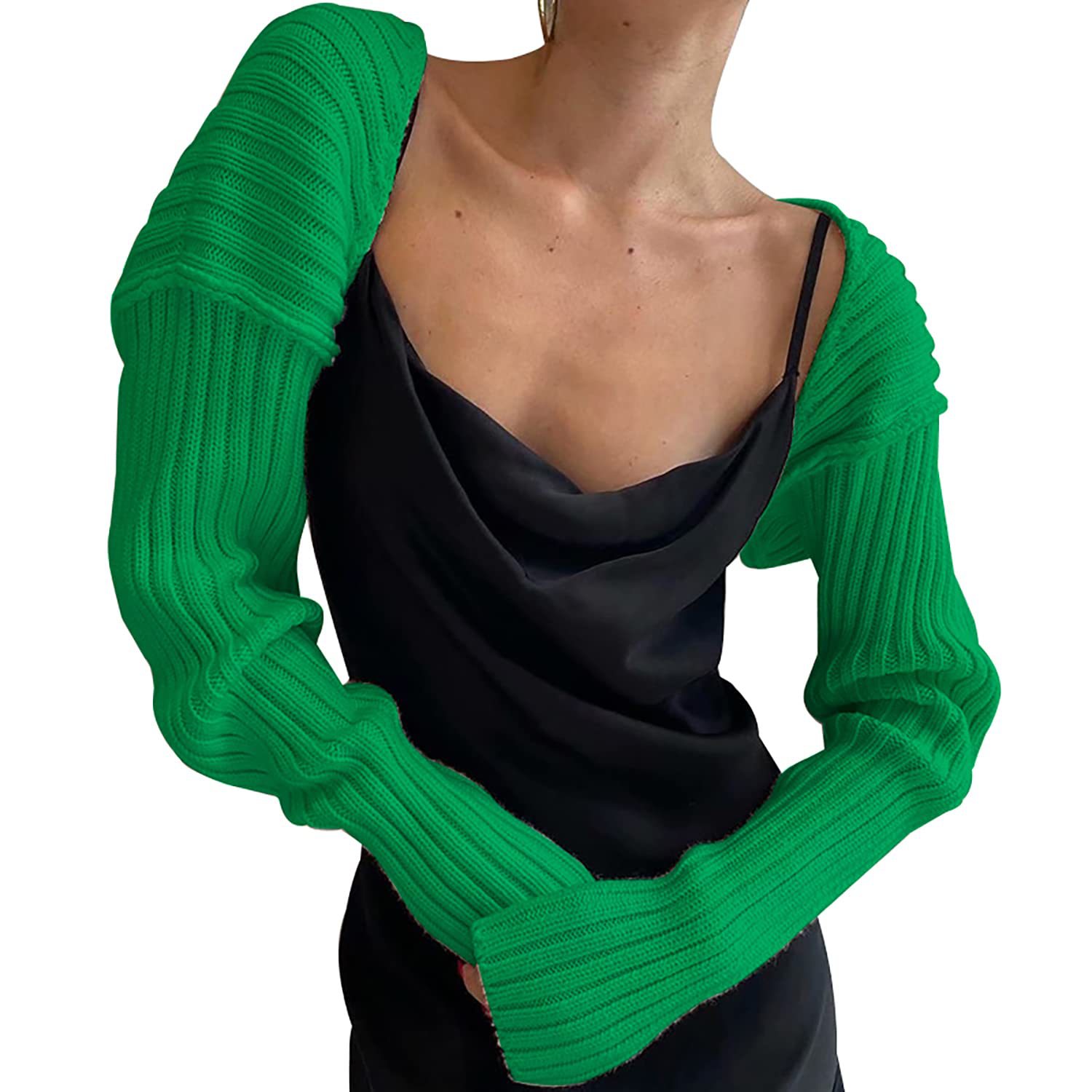 Sexy Solid Color Cropped Knit Cardigan Long Sleeve Sweater Jacket
