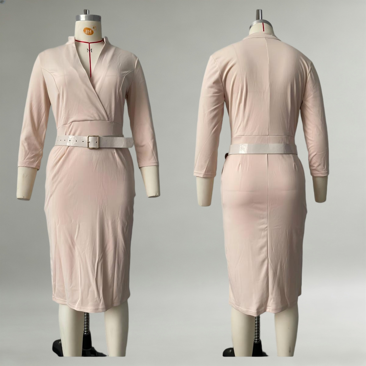 Women's V-Neck Waist-Cinched Long Dress