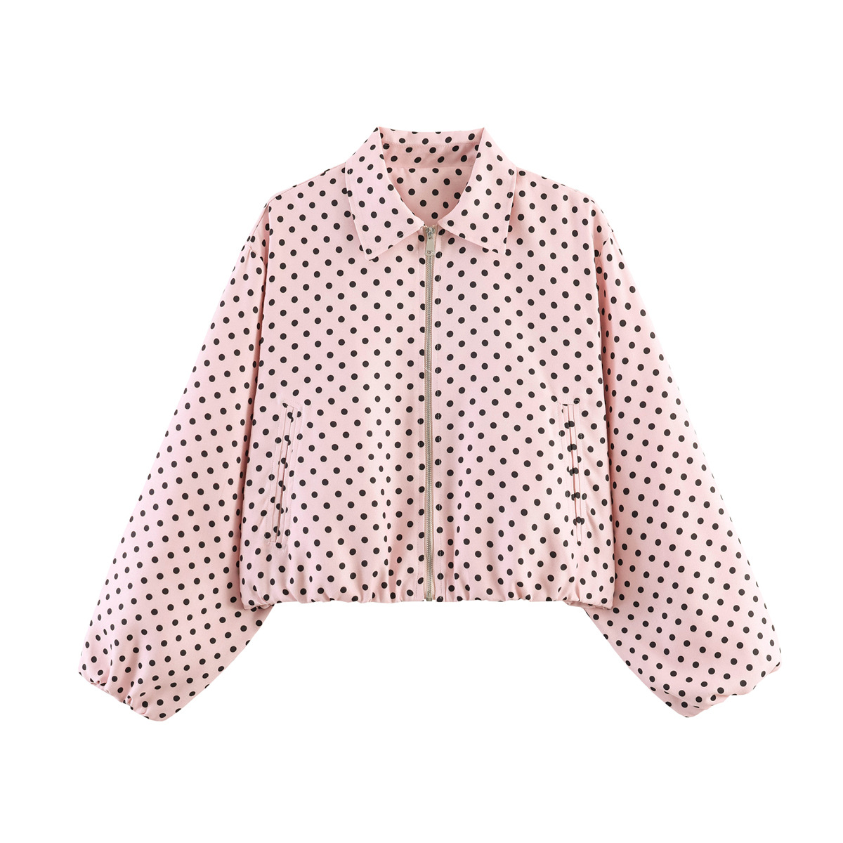 Women's Zip-Up Bomber Jacket with Puff Hem