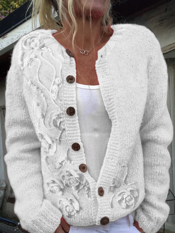 Women's Daisy Maple Leaf Floral Print Button Cardigan