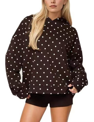 Women's Polka Dot Print Casual Hoodie