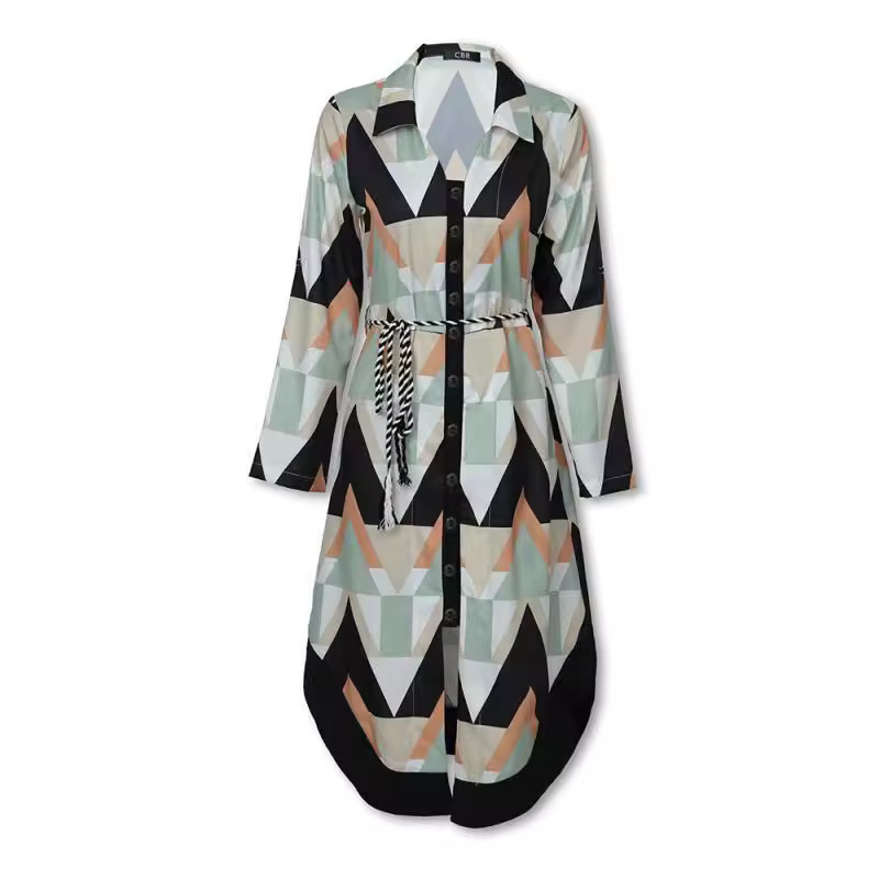 Plaid Print V-Neck Midi Dress with Tie Belt and Three-Quarter Sleeves