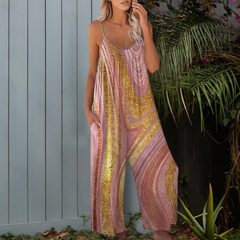 Women's Tie-Dye Wide-Leg Cami Jumpsuit