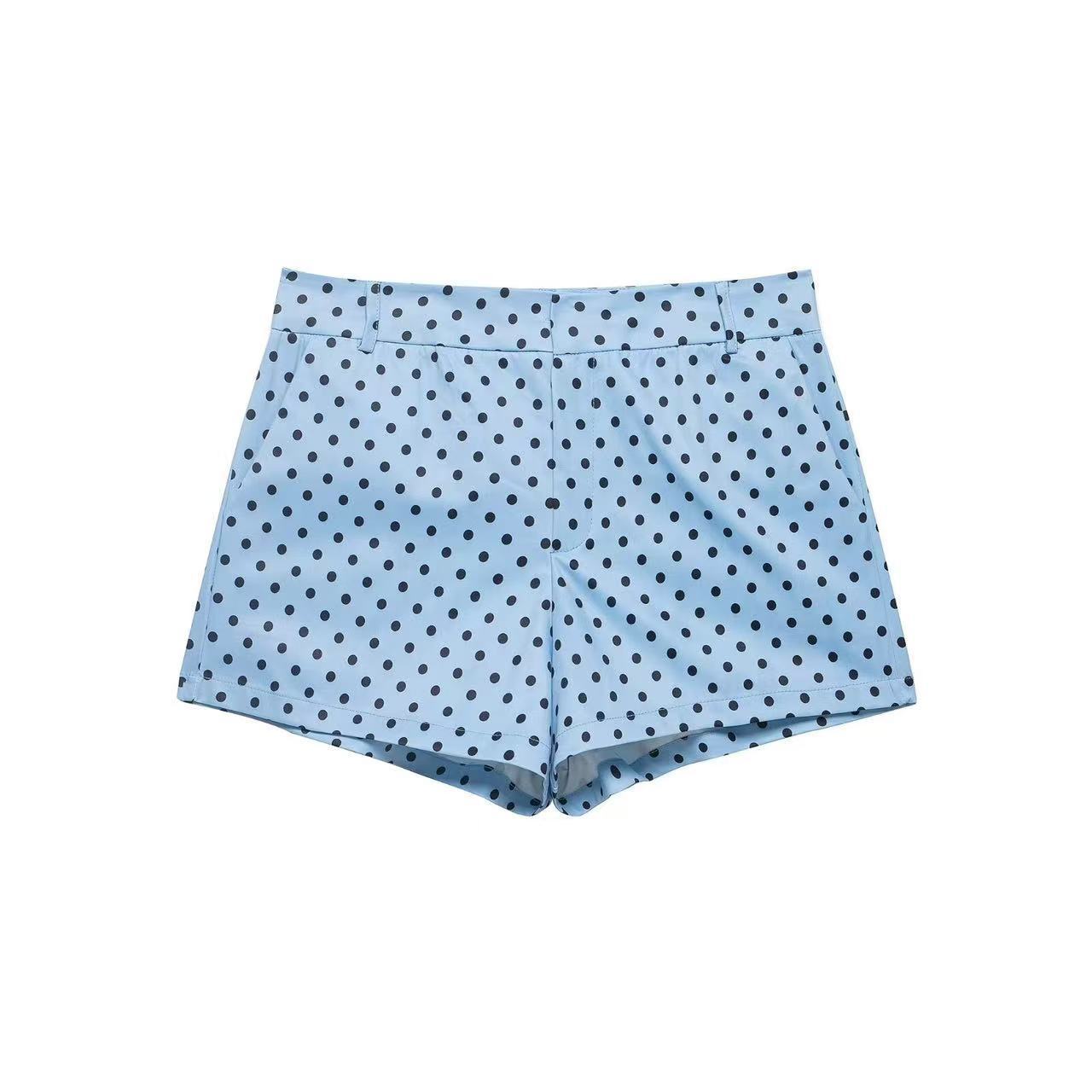 Polka Dot Zip-Up Jacket Casual Stand Collar