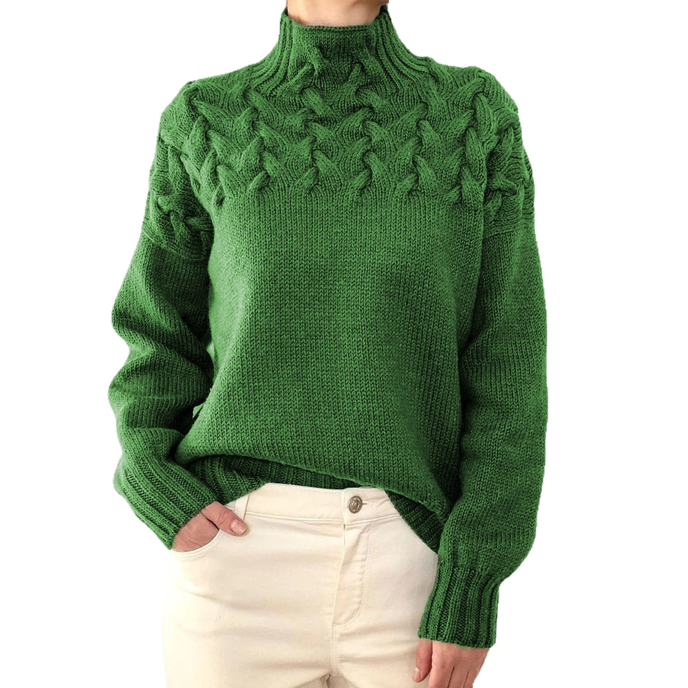 Women's Turtleneck Long Sleeve Sweater Pullover Solid Color