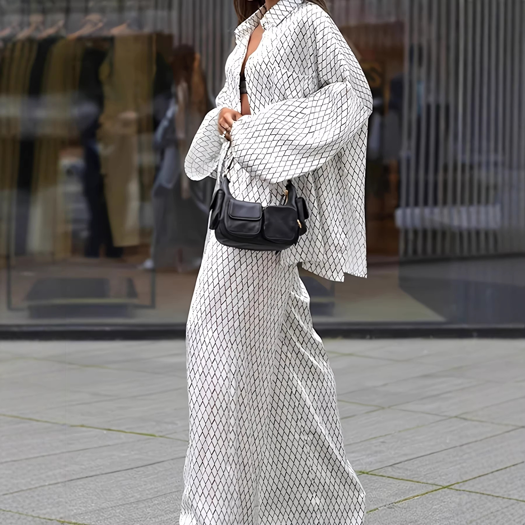 Women's Printed Long Sleeve Shirt and Pants Set