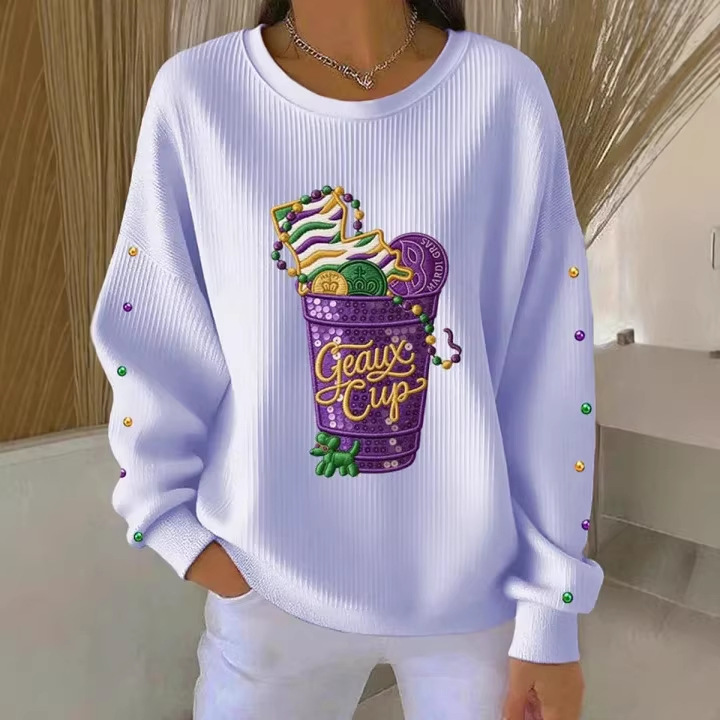 Iris Royal Print Women's Crewneck Sweatshirt